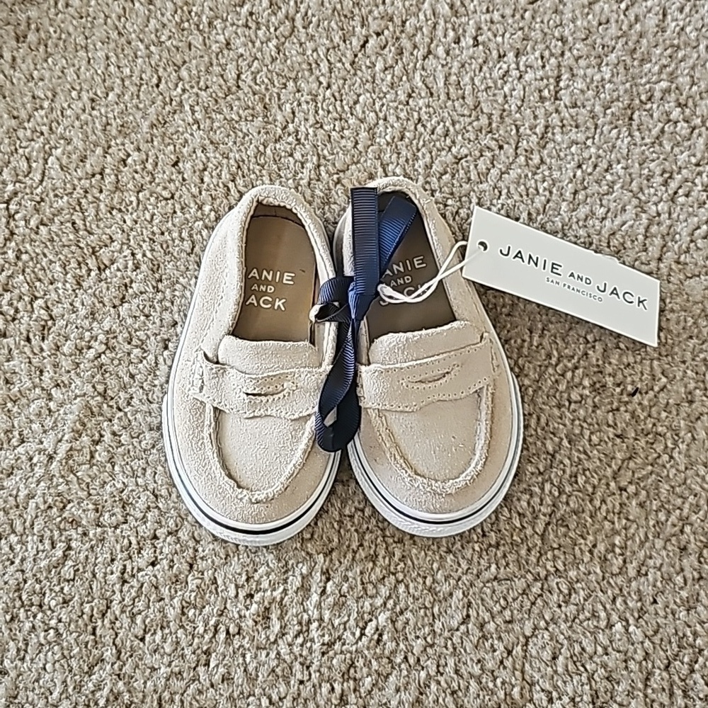 Janie and Jack Tan Suede Penny Loafer Sneaker Size 4